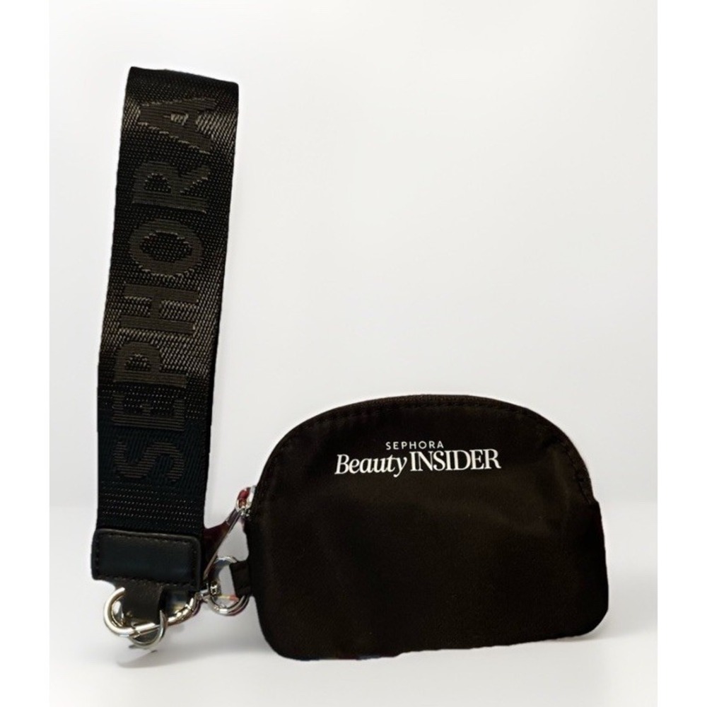 Sephora Beauty Insider Key Chain Bag Wristlet Black NEW mini Pouch Small Gift
